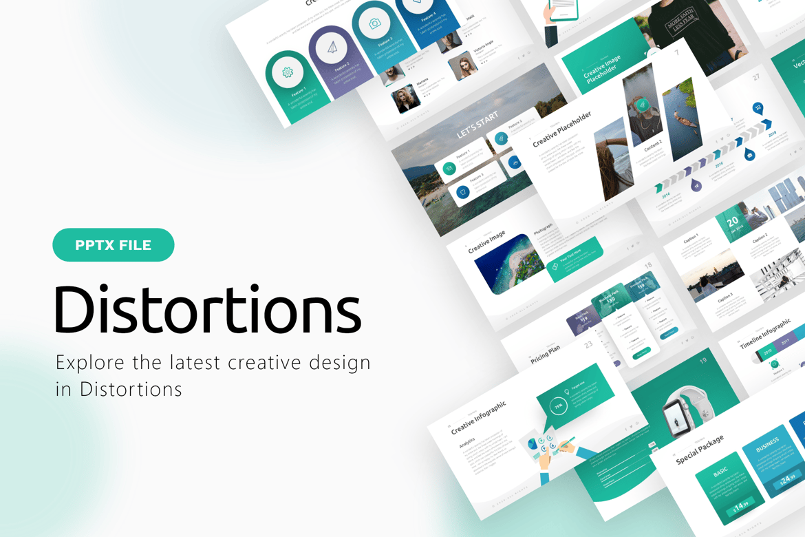 Template PowerPoint Multipurpose Distortions yang Menarik dan Fungsional