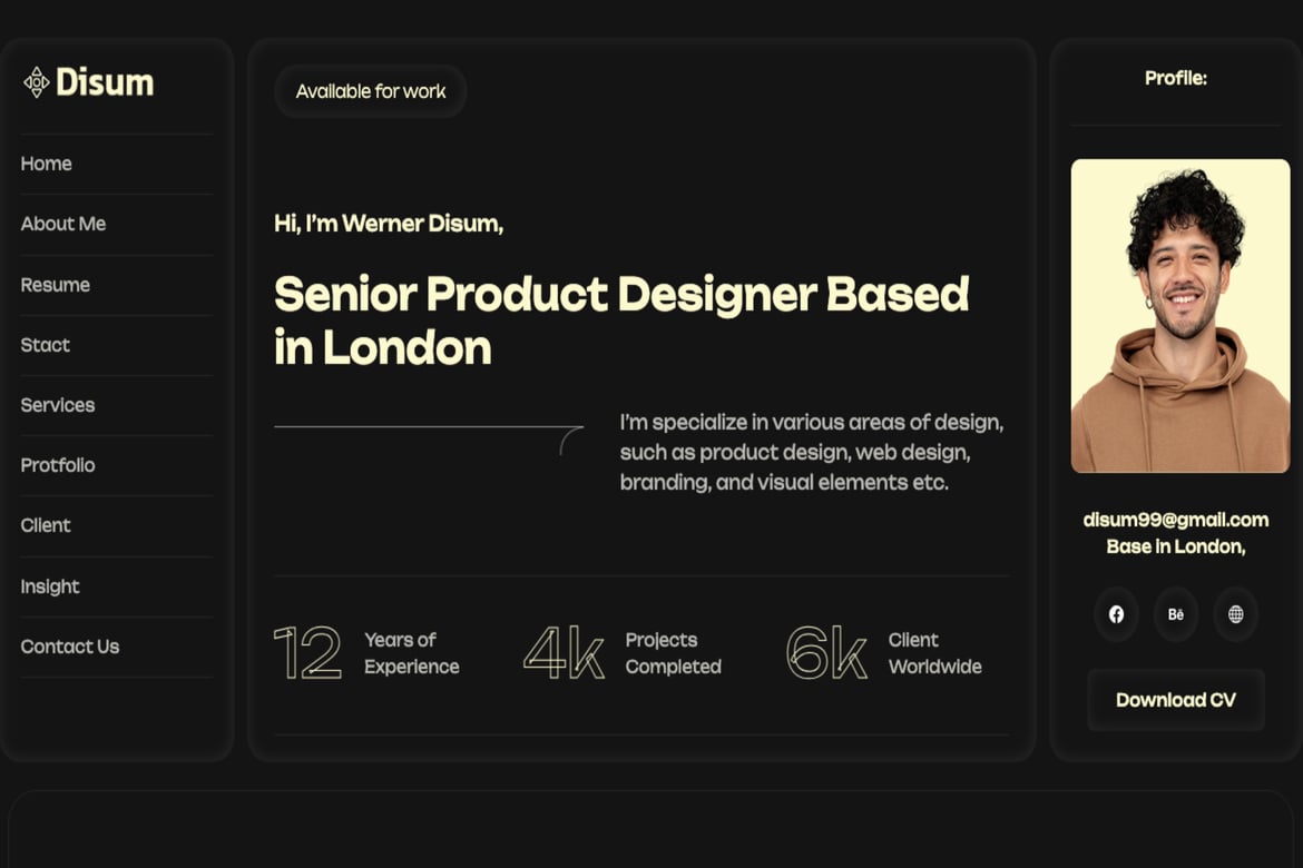 Disum - Template Website Portofolio Pribadi yang Modern dan Menarik