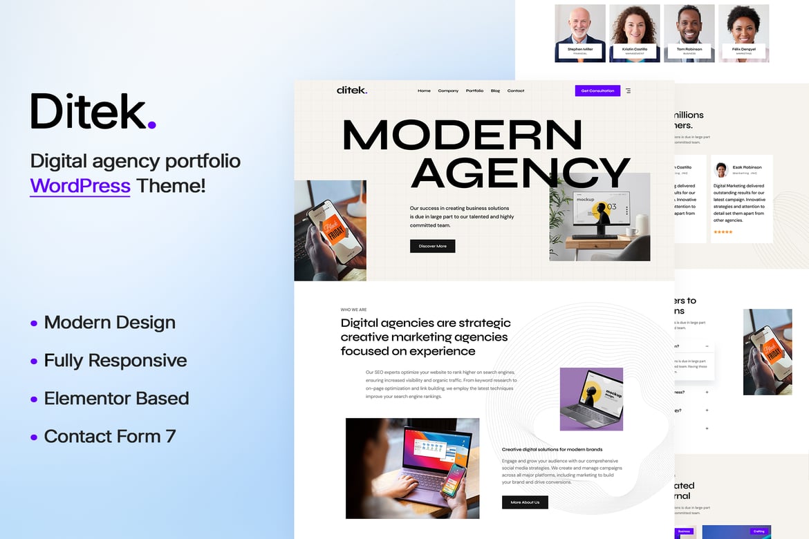 Ditek - Tema WordPress Portofolio Kreatif untuk Agensi Digital