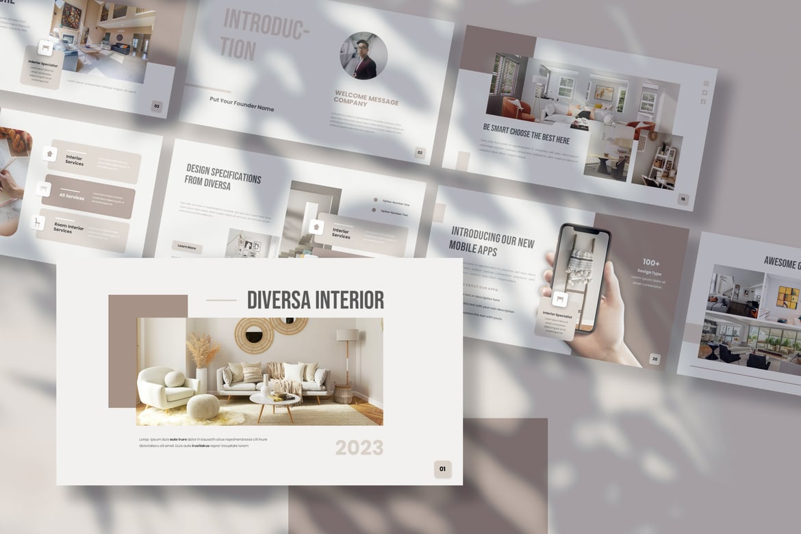 Diversa - Template Presentasi PowerPoint Interior yang Menarik