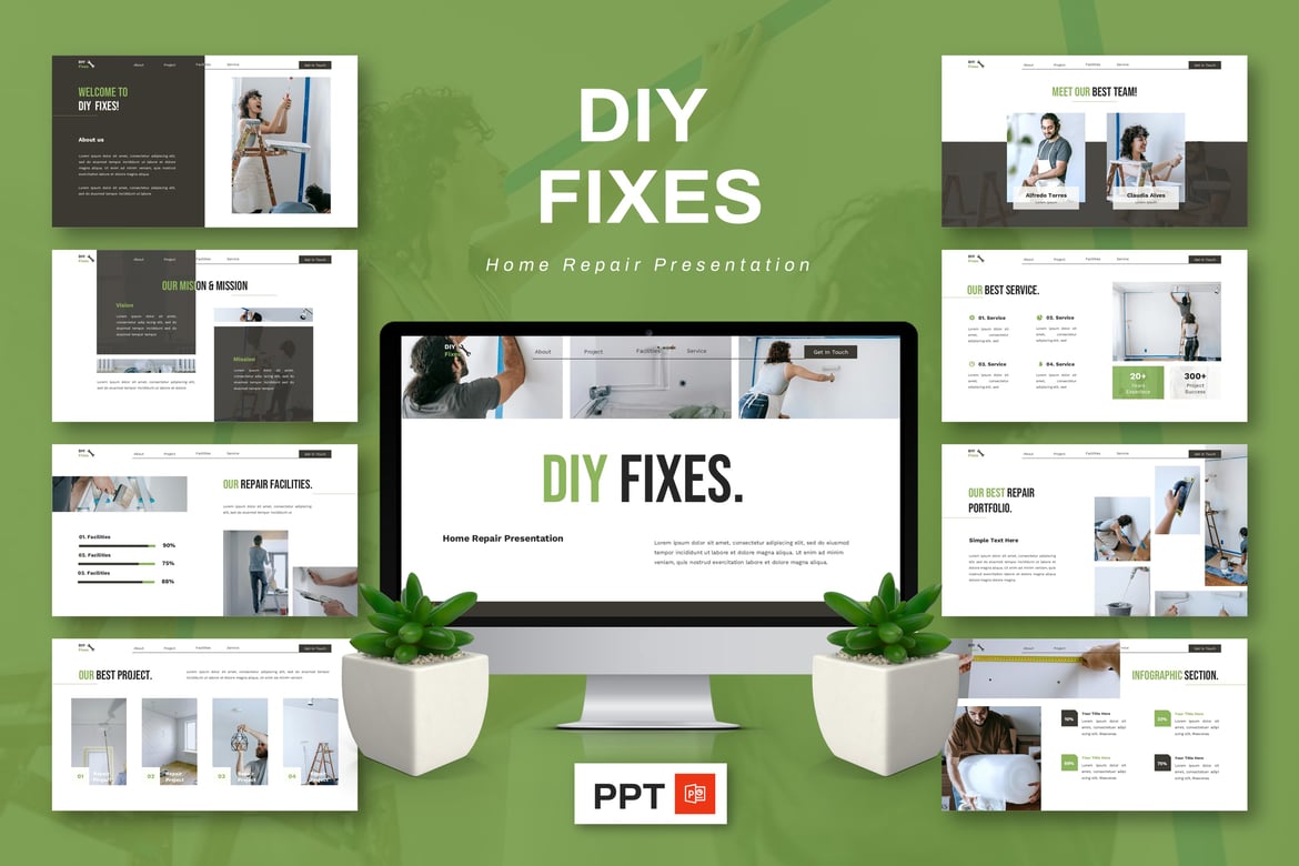 Template Presentasi Powerpoint Perbaikan Rumah untuk DIY