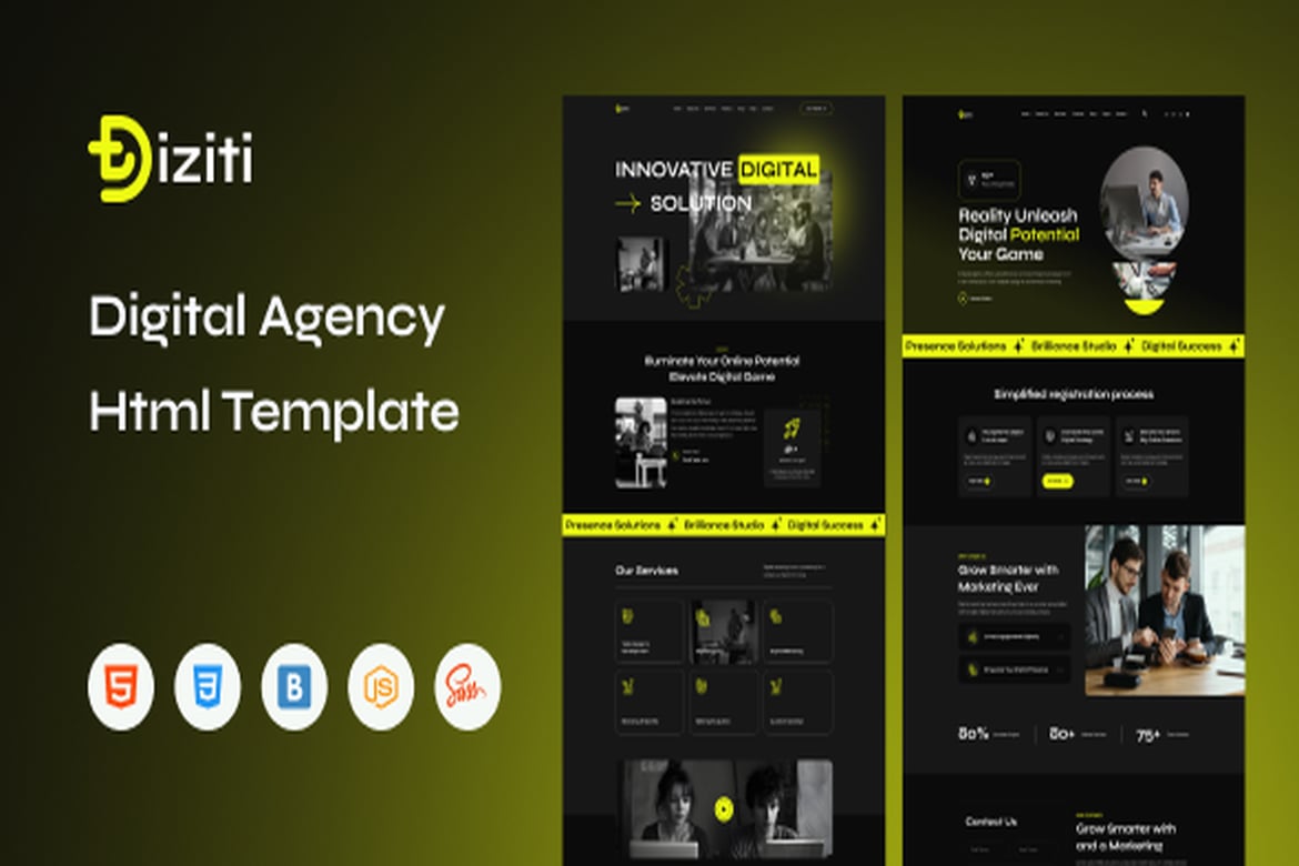 Diziti - Template Website Agensi Digital yang Fleksibel dan Modern