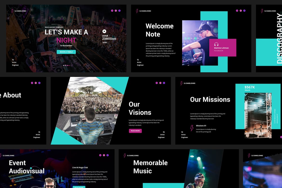 Template Presentasi PowerPoint DJ Disc Jockey yang Menarik