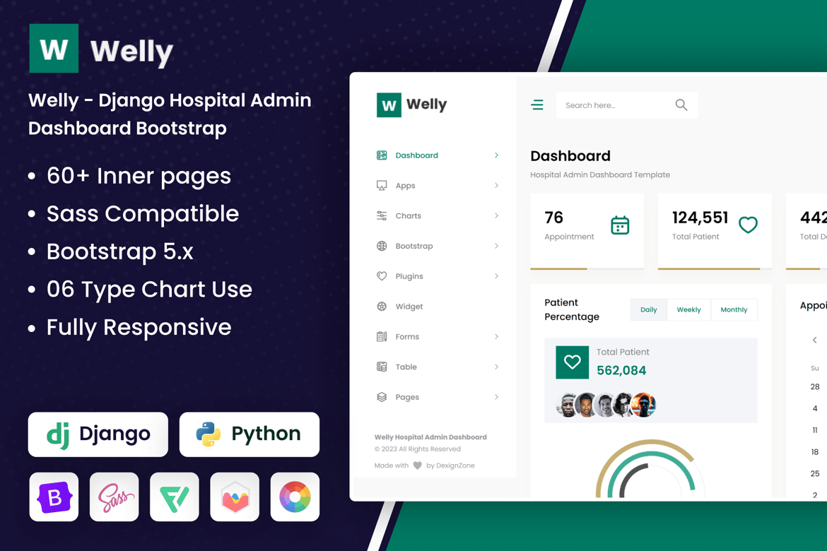 Template Website Dashboard Admin Rumah Sakit Django yang Profesional