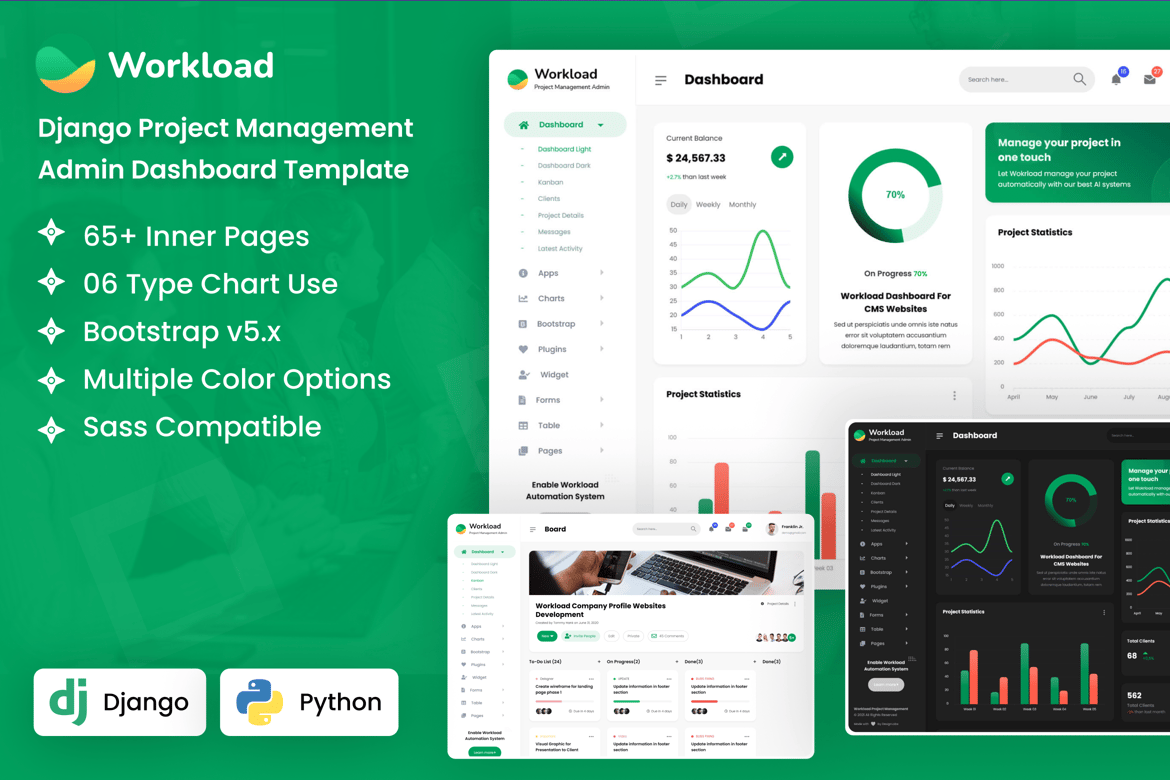 Template Dashboard Admin Manajemen Proyek Django yang Responsif