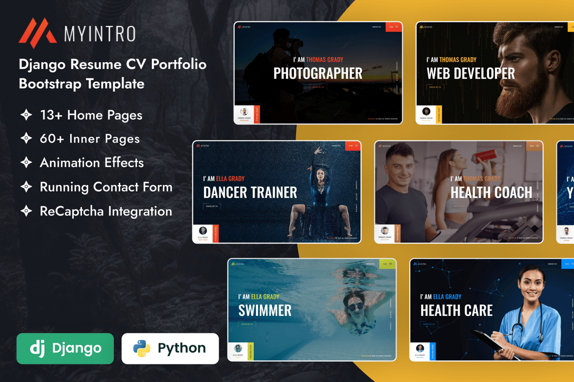 Template Website Portofolio dan CV Django yang Modern dan Responsif