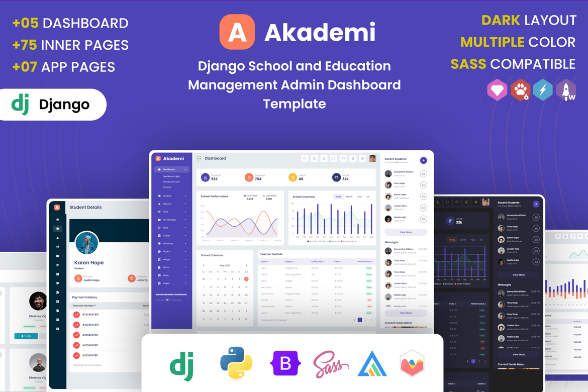 Template Website Dashboard Manajemen Sekolah Django yang Efisien
