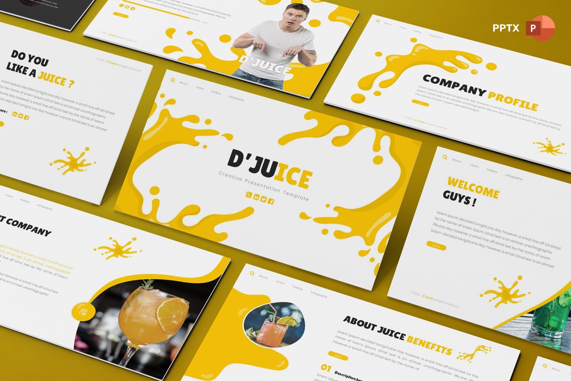 D_Juice - Template PowerPoint Kreatif untuk Presentasi Menarik