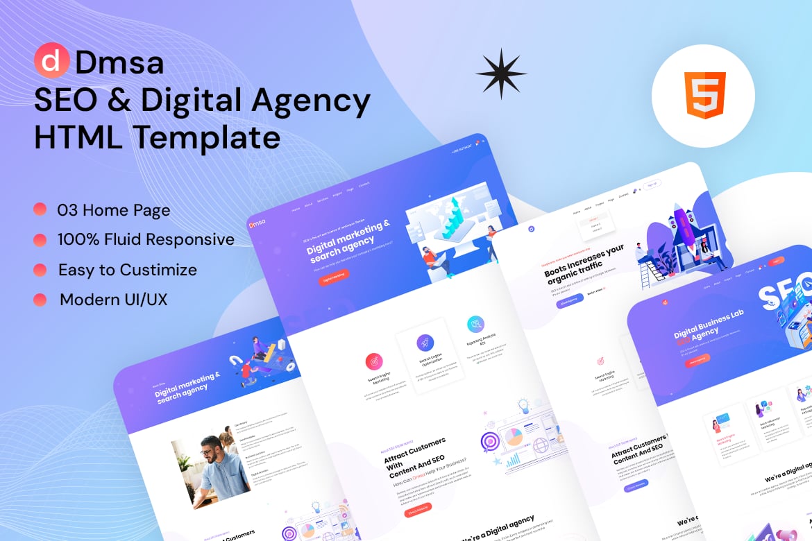Dmsa - Template Website HTML untuk SEO dan Agensi Digital