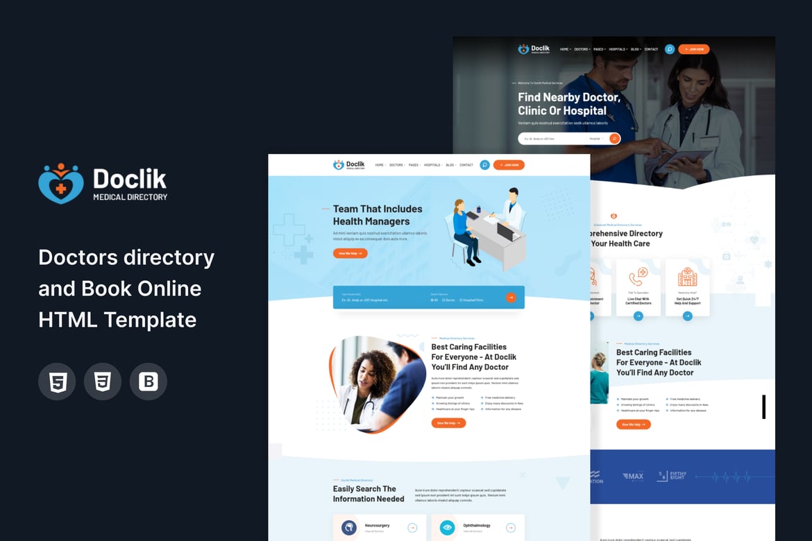 Doclik - Template Website Direktori Dokter dan Pemesanan Online