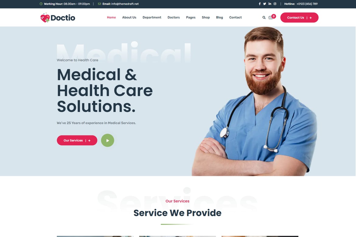Doctio - Tema WordPress Kesehatan untuk Dokter dan Klinik