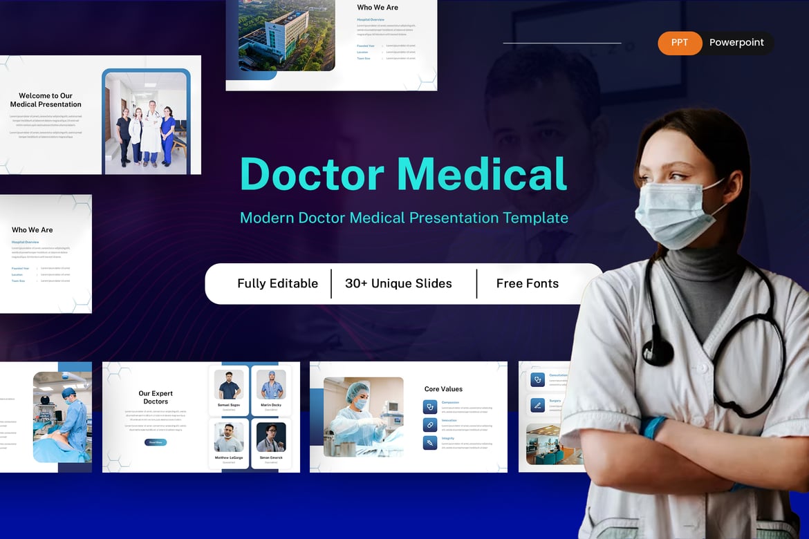 Template PowerPoint Medis untuk Dokter yang Menarik dan Profesional
