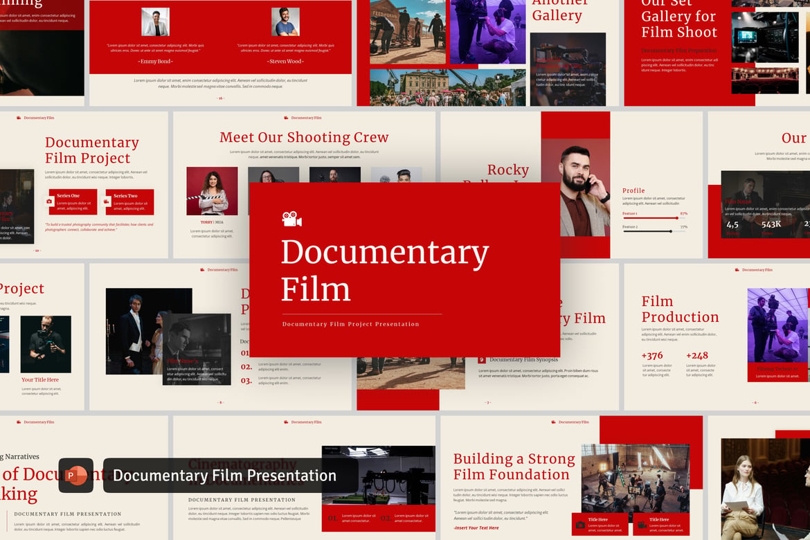 Template PowerPoint Dokumenter Modern untuk Presentasi Menarik