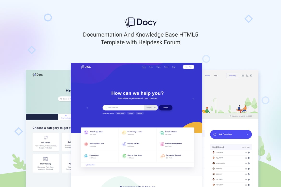 Docy - Template Website Dokumentasi & Basis Pengetahuan yang Responsif