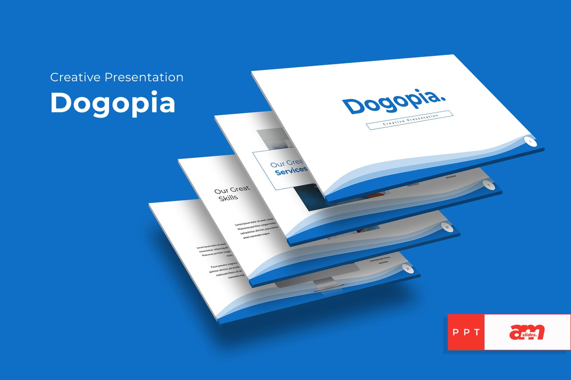 Template PowerPoint Kreatif Dogopia untuk Presentasi Menarik