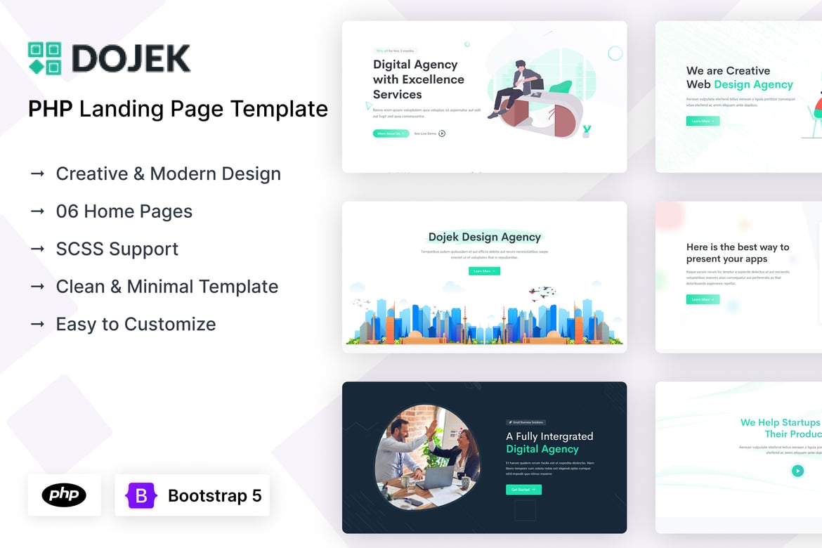 Dojek - Template Website Landing Page PHP Modern dan Responsif