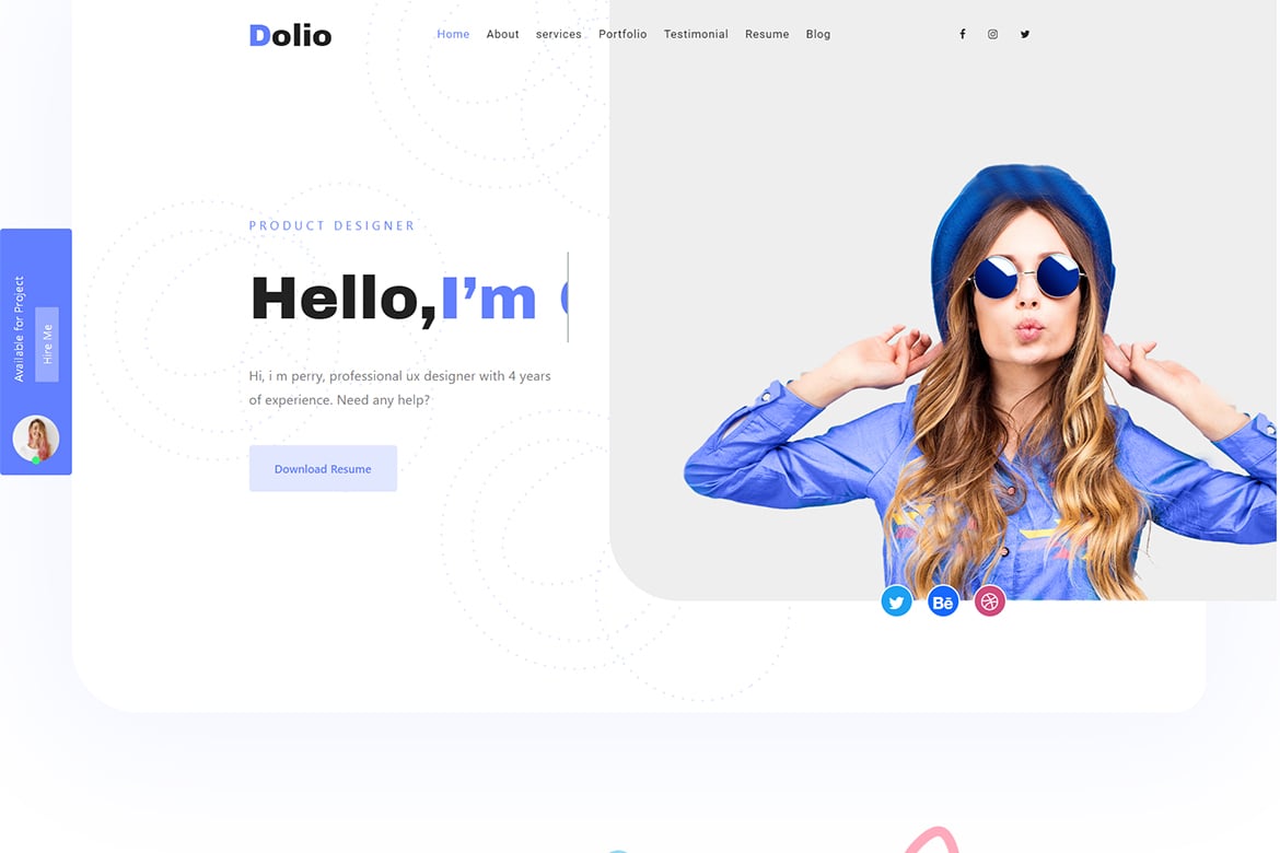 Dolio - Template Website Portofolio Pribadi dengan React JS yang Menawan