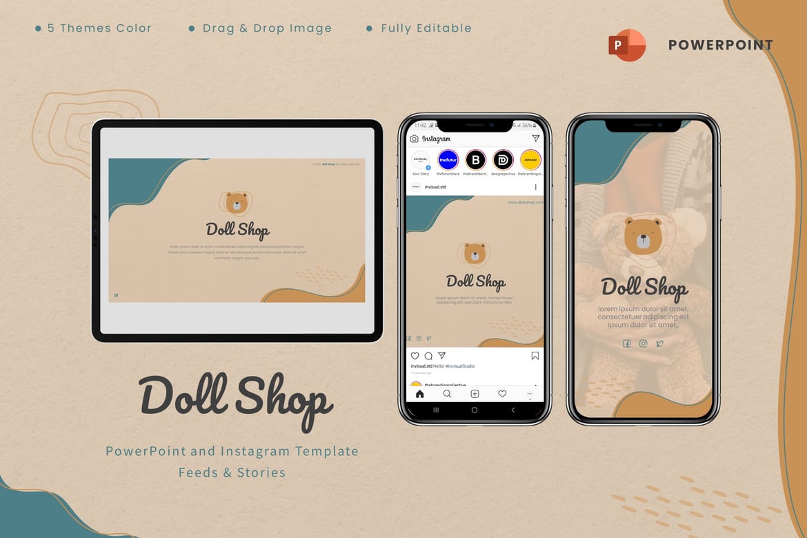 Template Powerpoint & Instagram untuk Toko Boneka yang Menarik