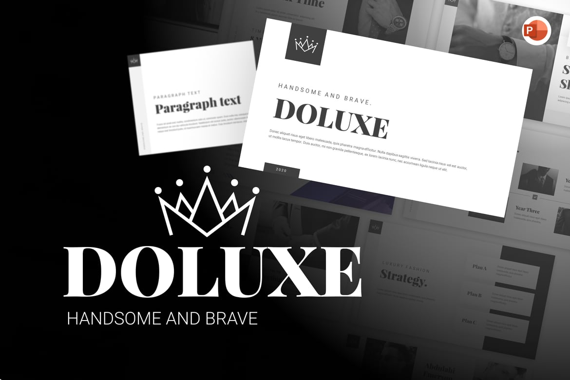 Template Presentasi PowerPoint Fashion Doluxe yang Elegan dan Modern