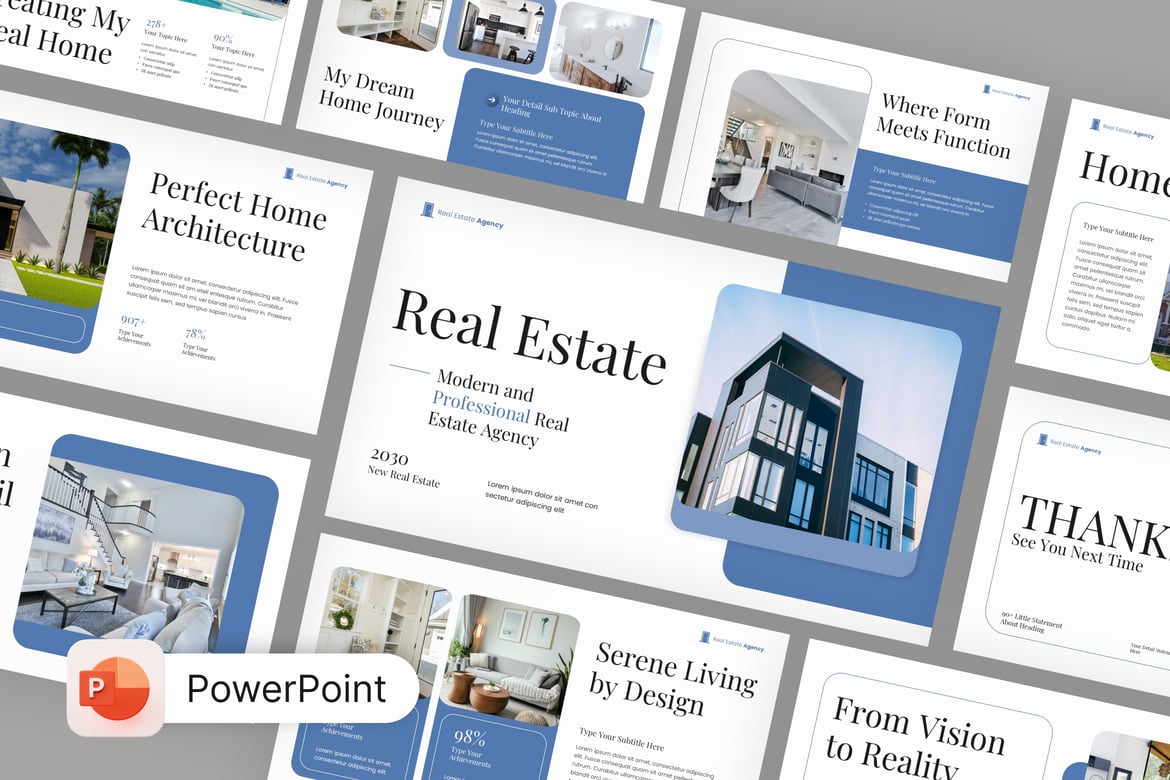 Template PowerPoint Real Estate Domaterra yang Menawan