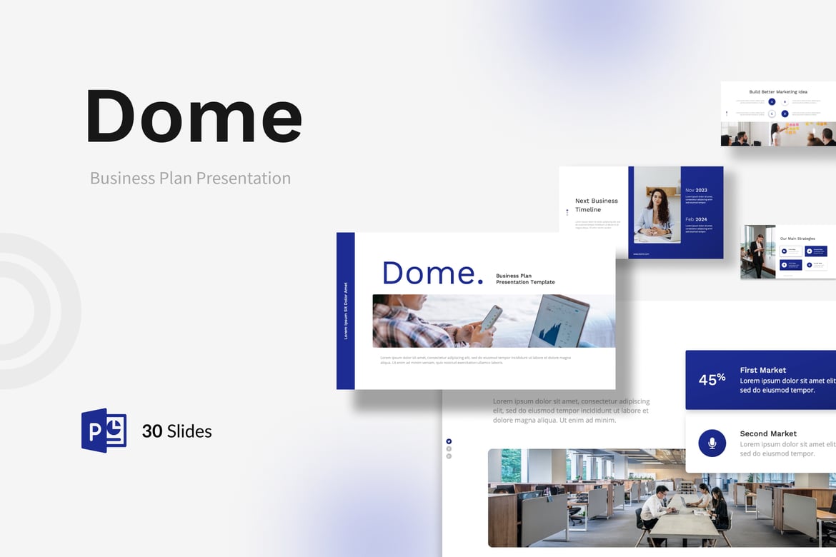 Template Presentasi PowerPoint Bisnis Dome yang Profesional