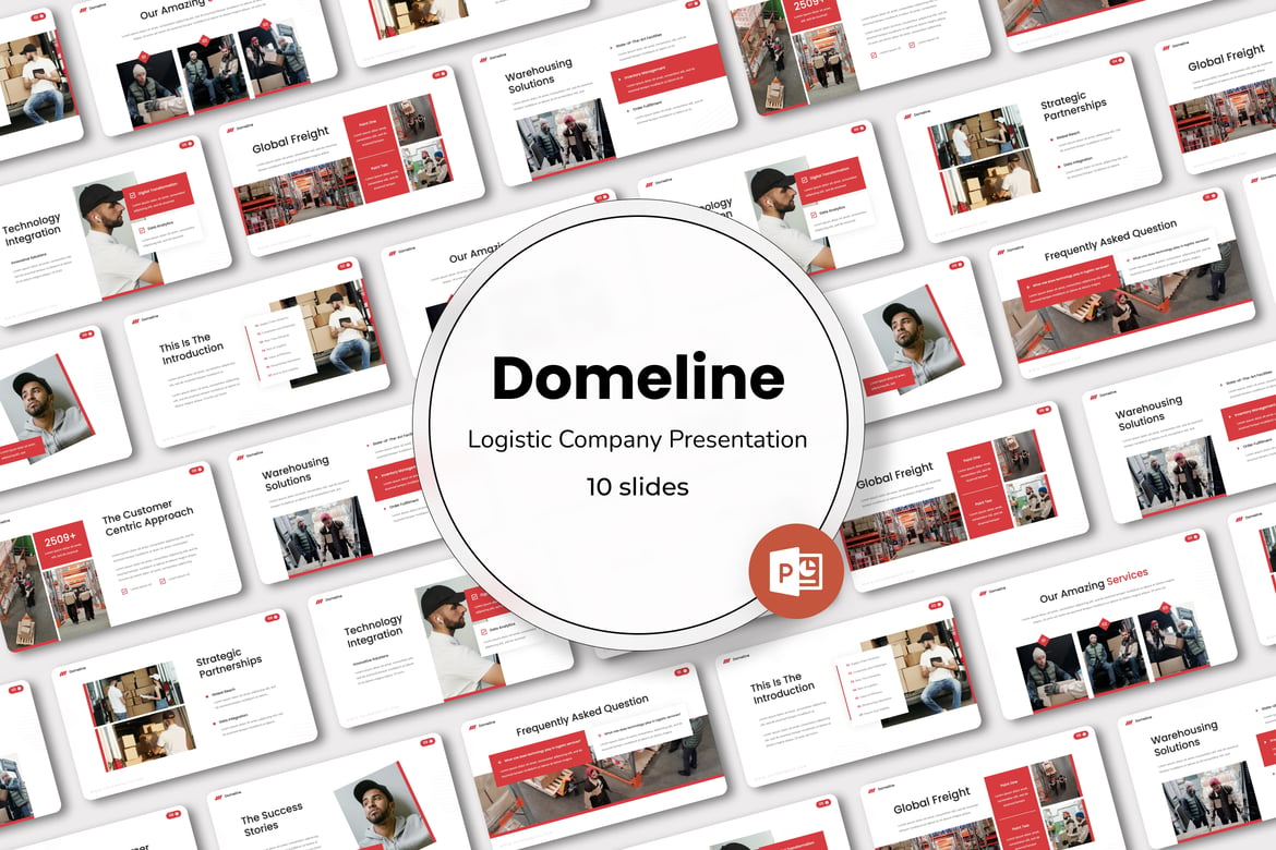 Domeline - Template Powerpoint Perusahaan Logistik yang Menarik