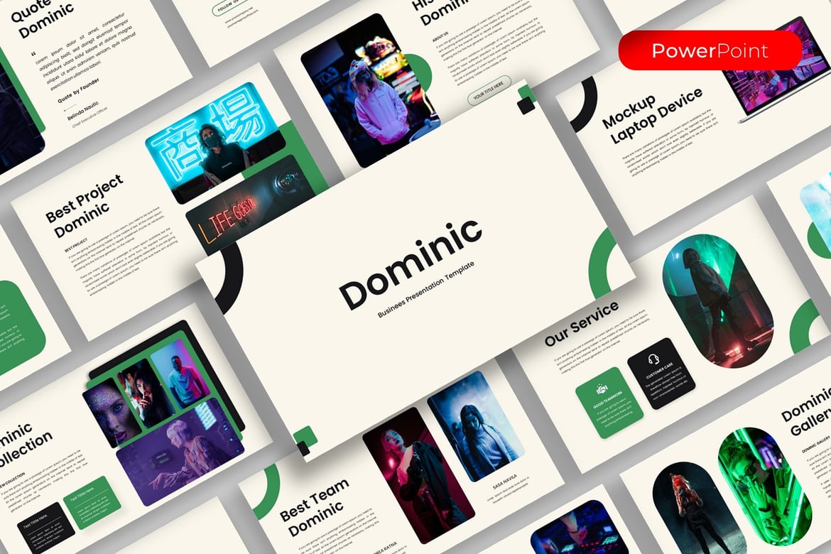 Dominic – Template PowerPoint Bisnis Kreatif dan Profesional