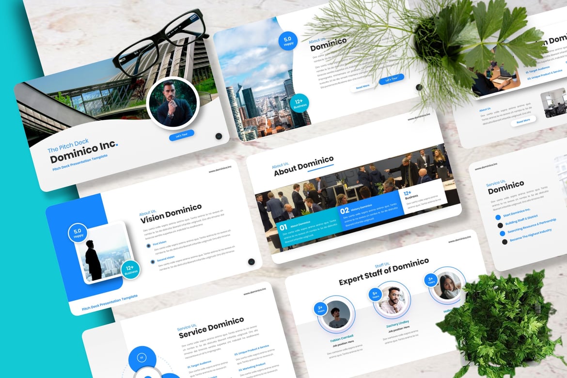 Template Presentasi Powerpoint Dominico - Solusi Kreatif untuk Pitch Deck Anda