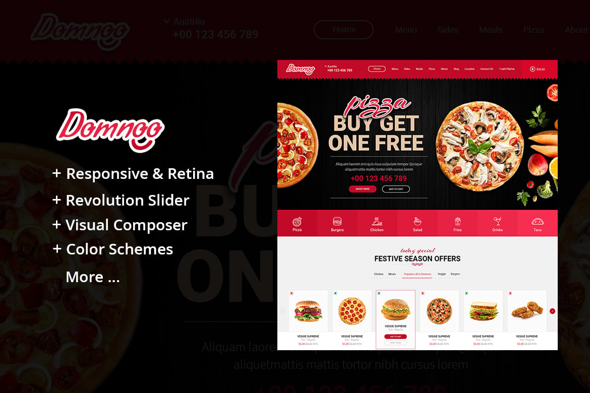 Domnoo - Tema WordPress untuk Pizza dan Restoran yang Menarik
