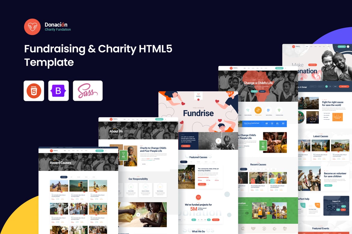 Donacion - Template Website Penggalangan Dana & Amal yang Menarik