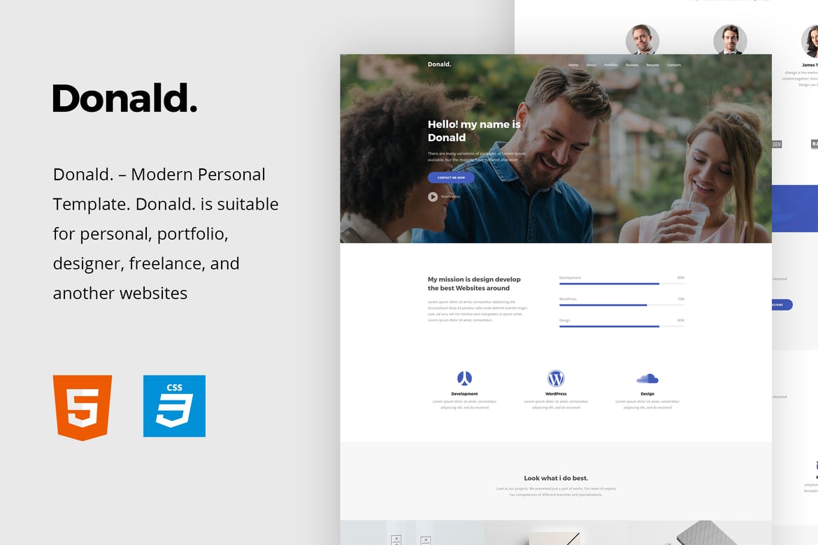 Donald - Template Website Pribadi Satu Halaman yang Modern