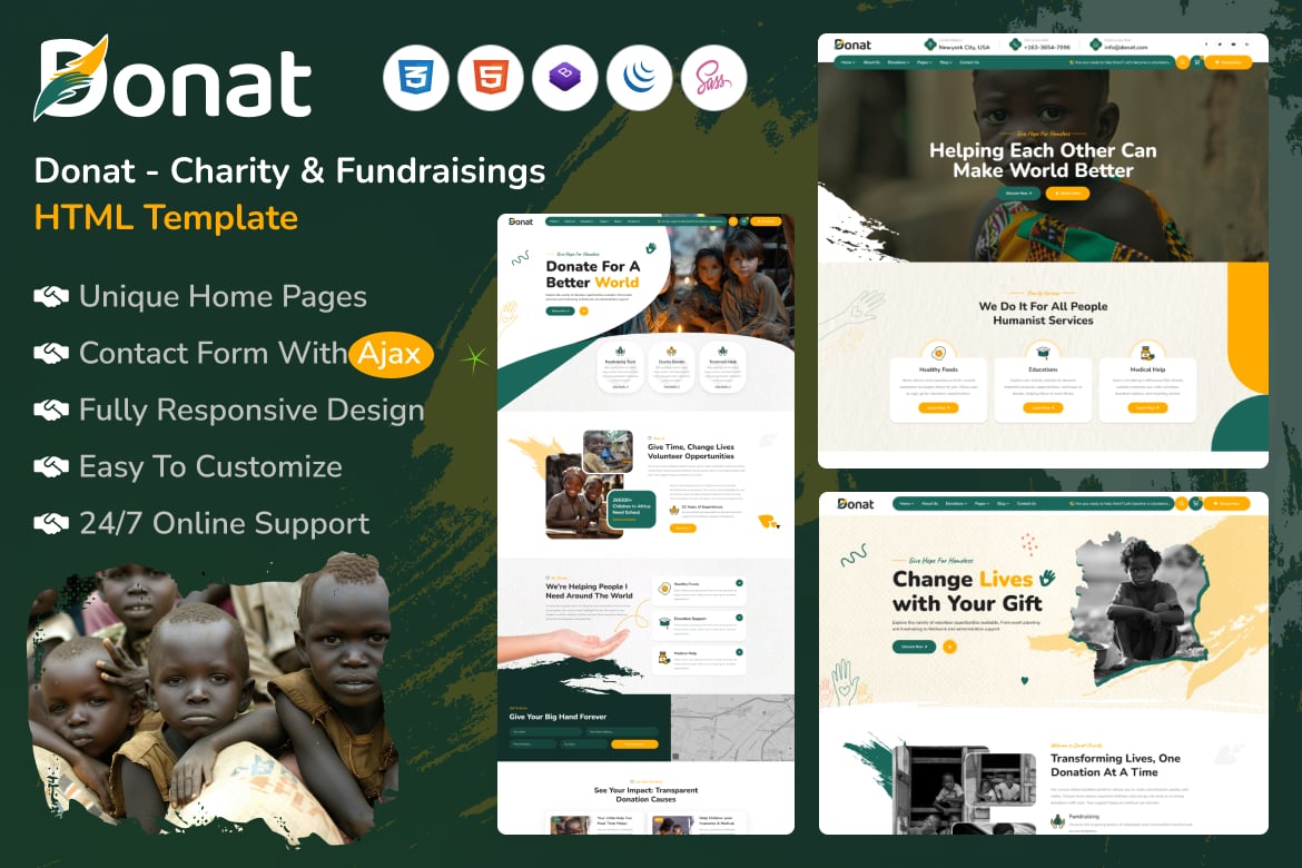Donat - Template Website Amal & Penggalangan Dana yang Menarik