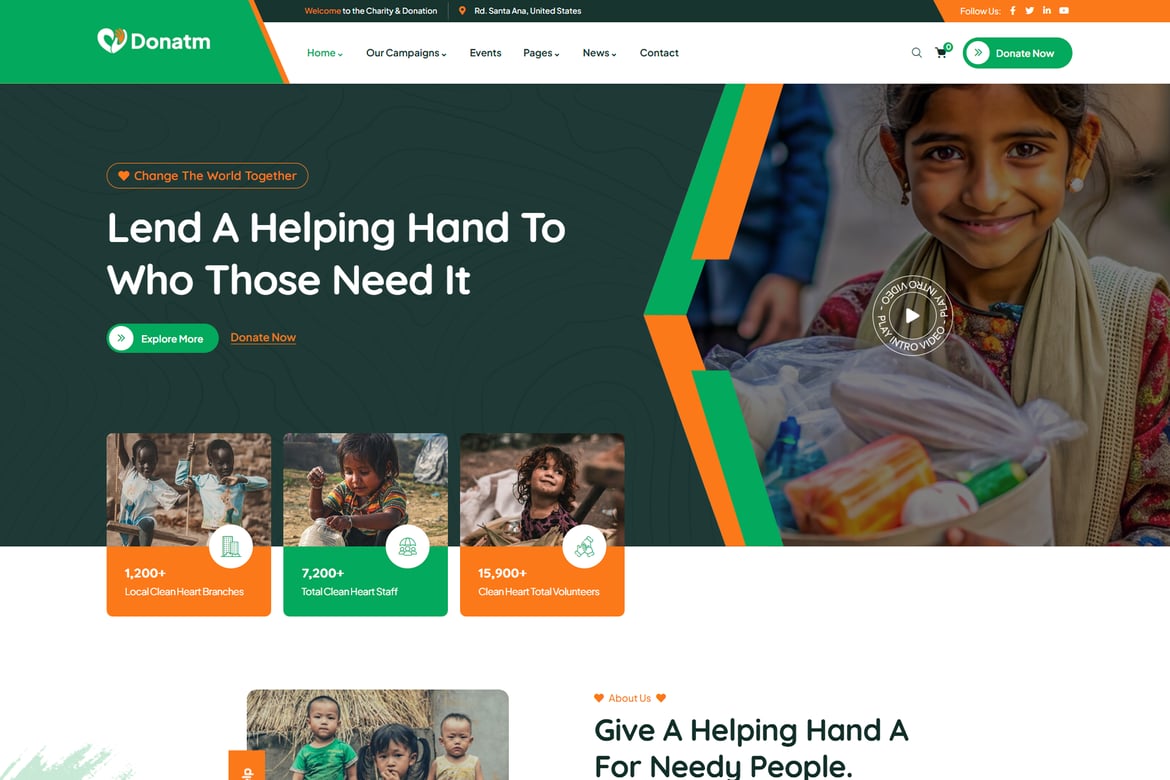 Donatm - Tema WordPress Charity Nonprofit yang Fleksibel dan Modern
