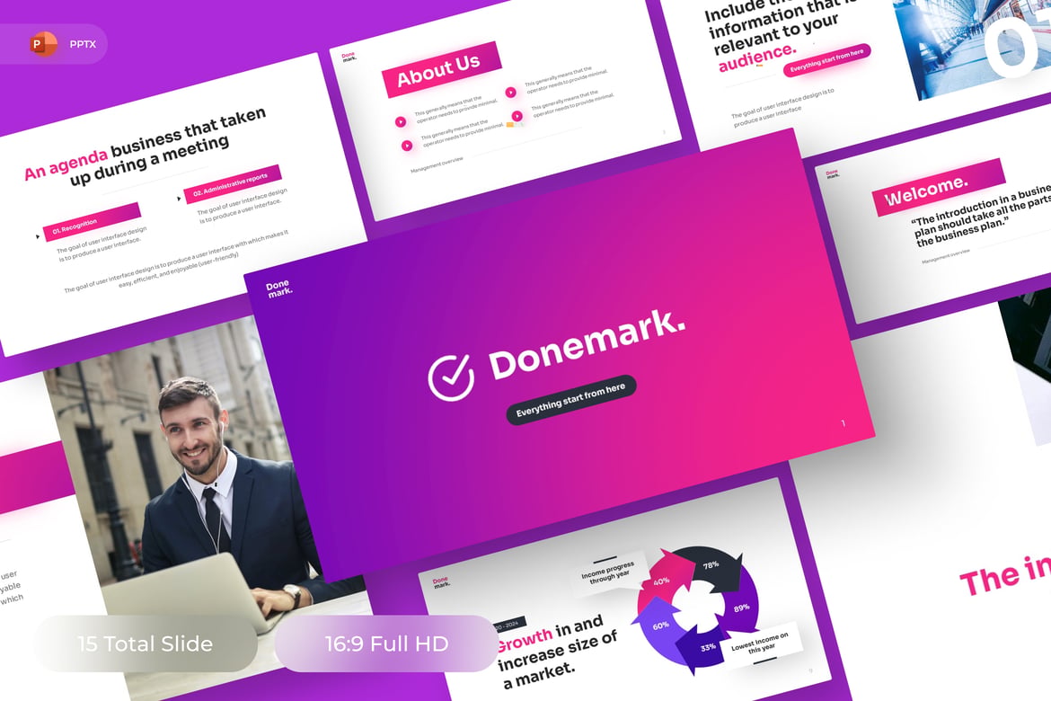 Donemark - Template PowerPoint Bisnis Modern