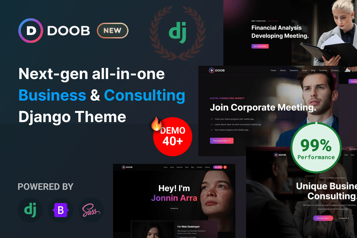 Doob - Template Website Bisnis & Konsultasi Django 5 yang Modern