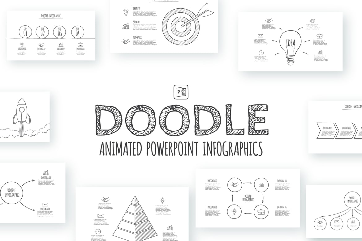 Template PowerPoint Infografis Doodle Animasi Menarik