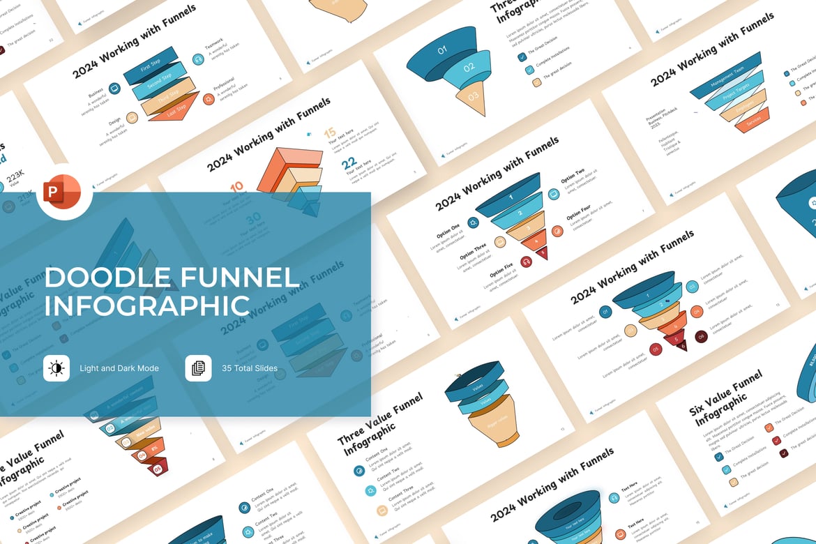 Template Presentasi Doodle Funnel yang Menarik untuk PowerPoint
