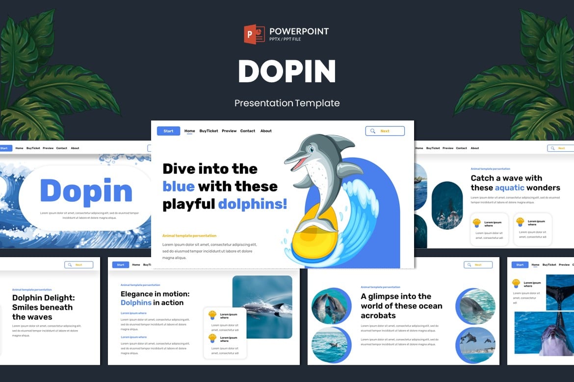 Dopin - Template Presentasi Powerpoint Show Hewan Lumba-lumba yang Menarik