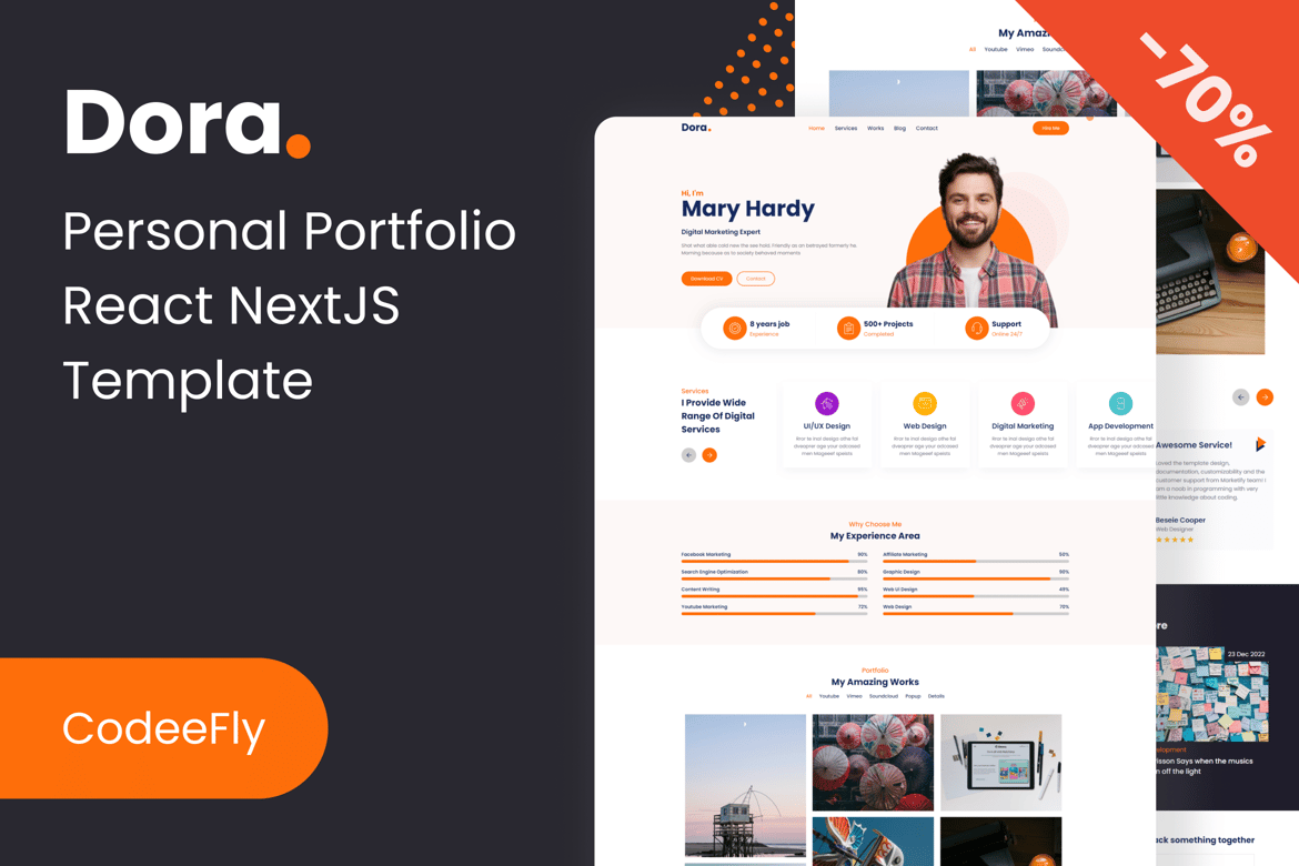 Dora - Template Website Portofolio Pribadi React NextJS yang Menawan