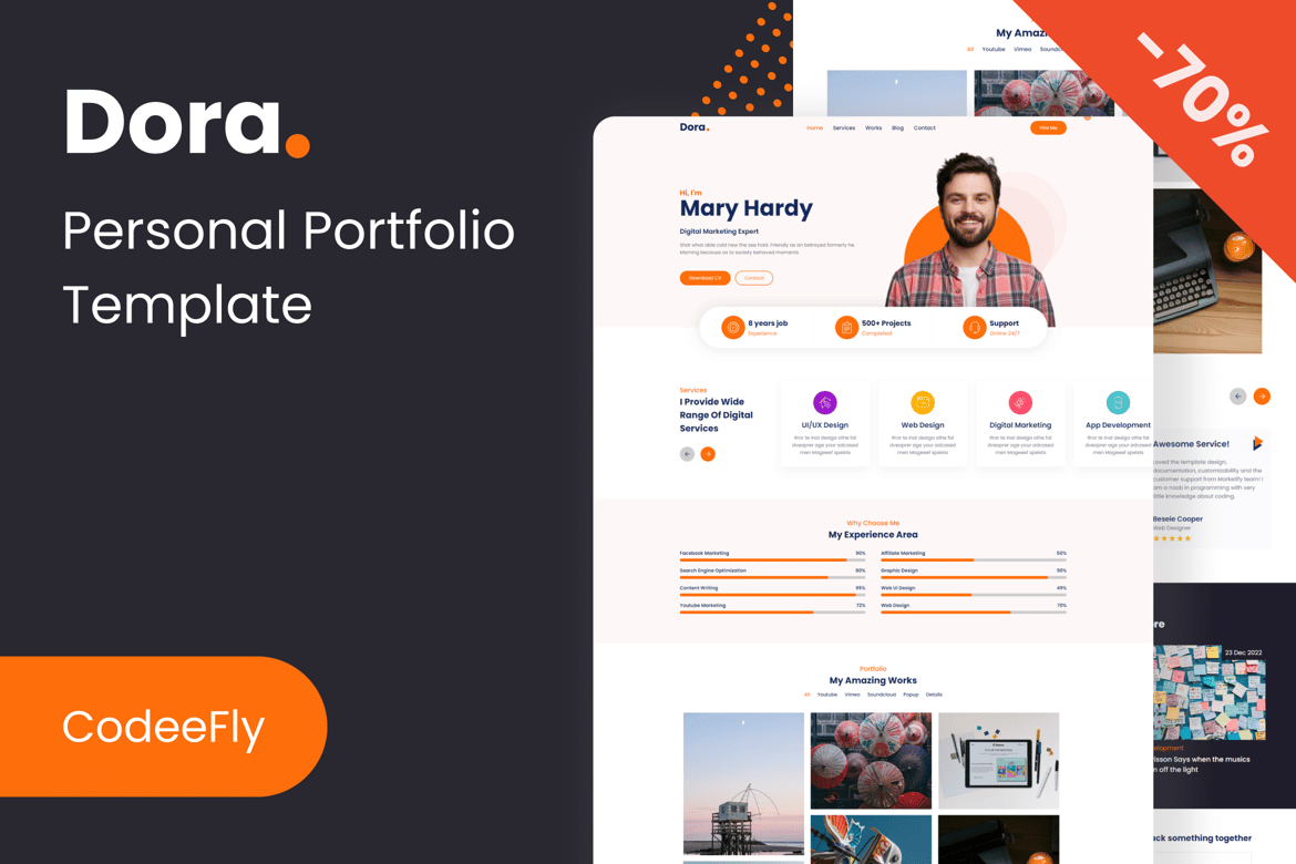 Dora - Template Website Portofolio Pribadi Modern dengan React NextJS