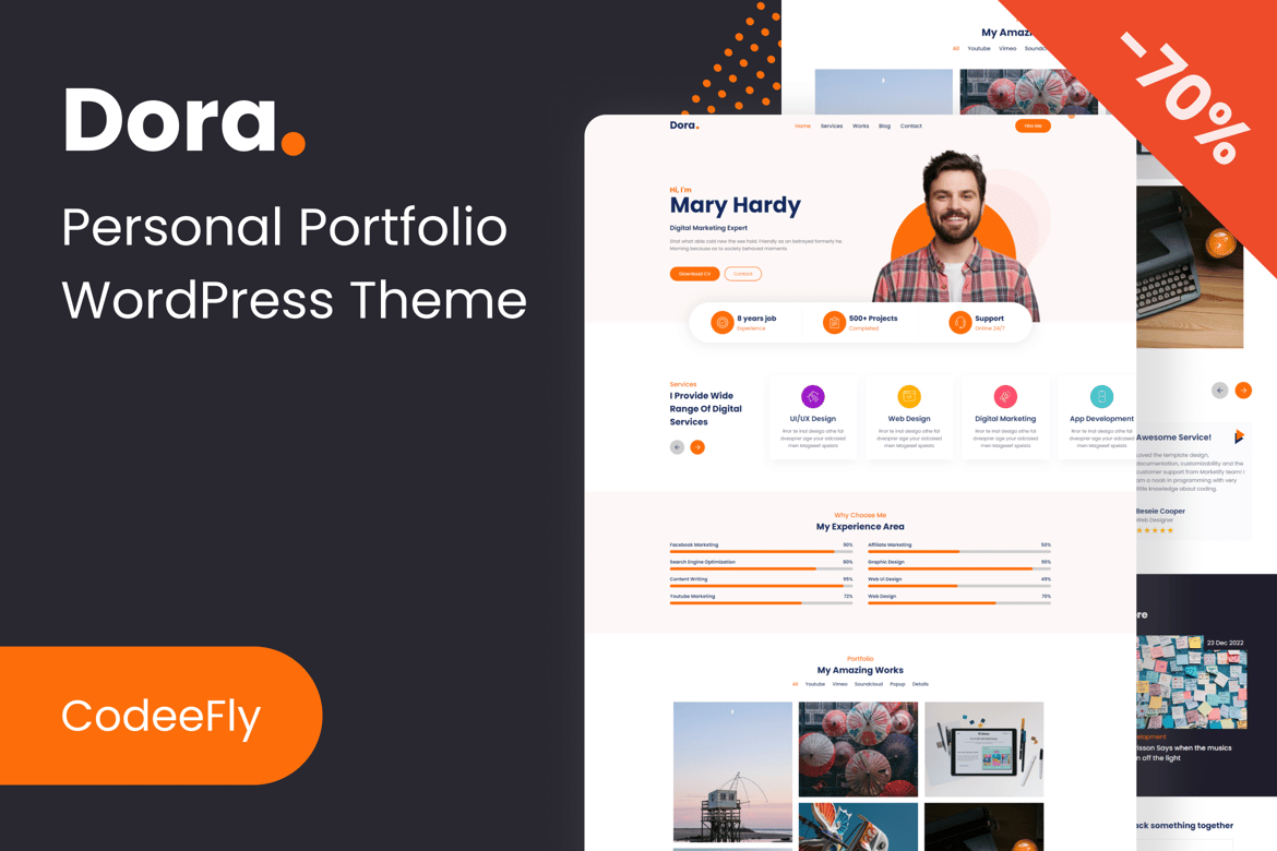 Dora – Tema WordPress Portofolio Pribadi yang Menawan