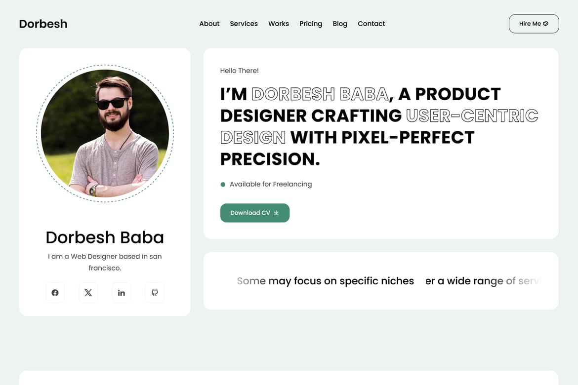 Dorbesh - Template Website Portofolio Pribadi yang Menawan