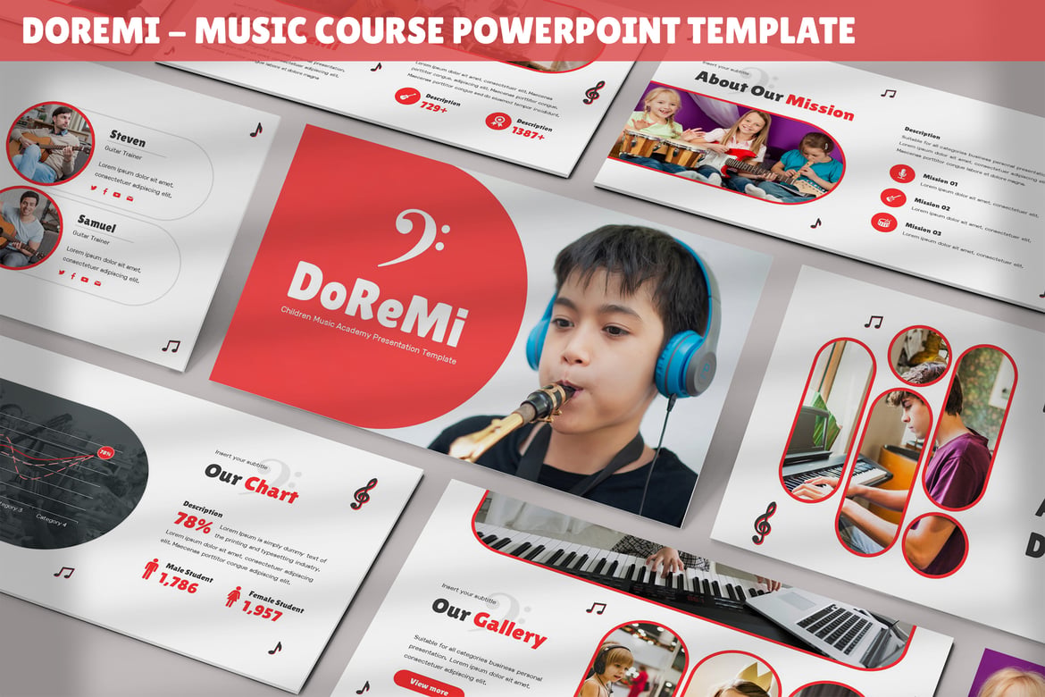 Doremi - Template Presentasi Powerpoint Kursus Musik yang Modern