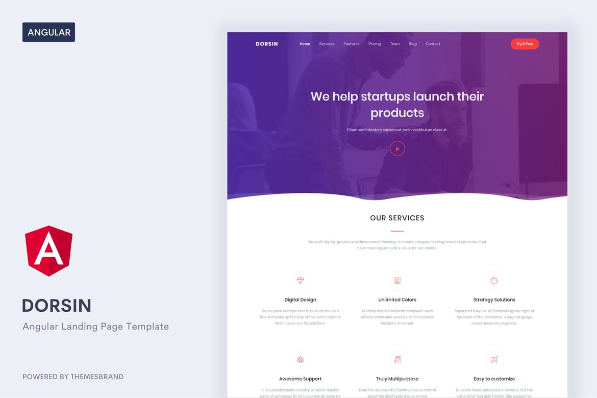 Dorsin Angular - Template Website Landing Page Responsif dan Modern