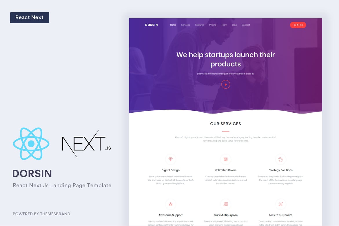 Dorsin - Template Website Landing Page React Next Js yang Responsif