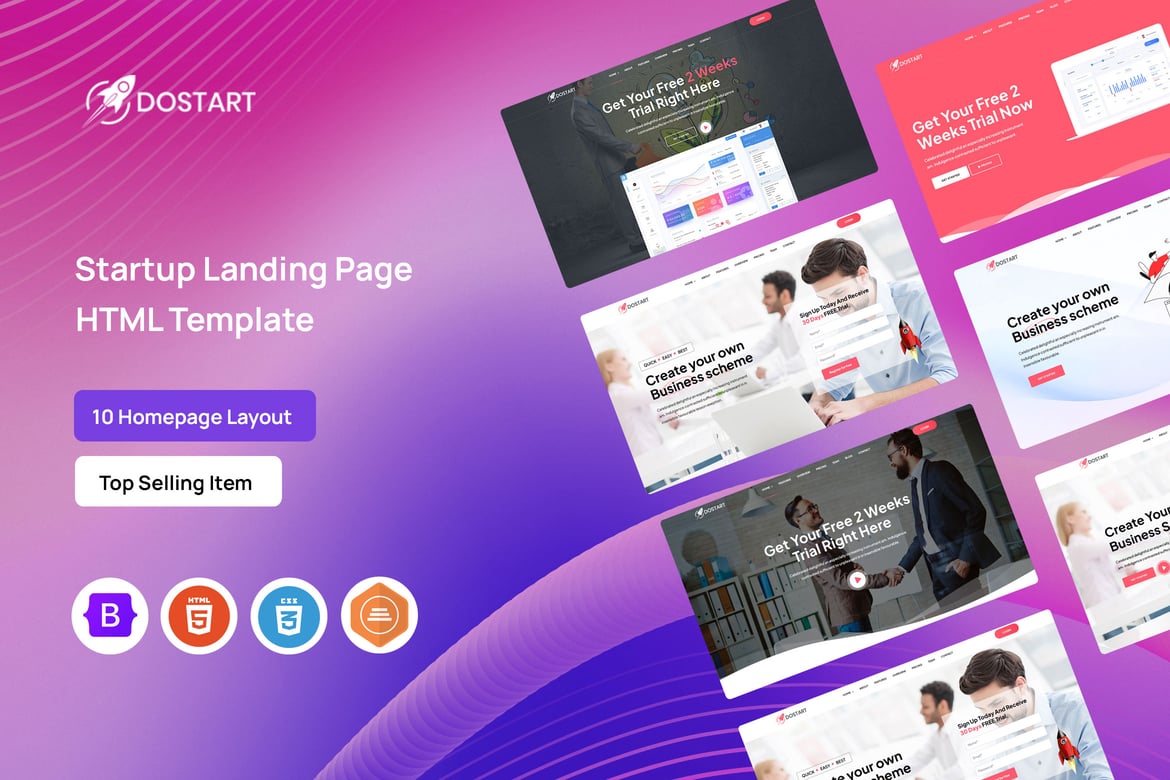 Dostart - Template Website Landing Page untuk Startup Modern