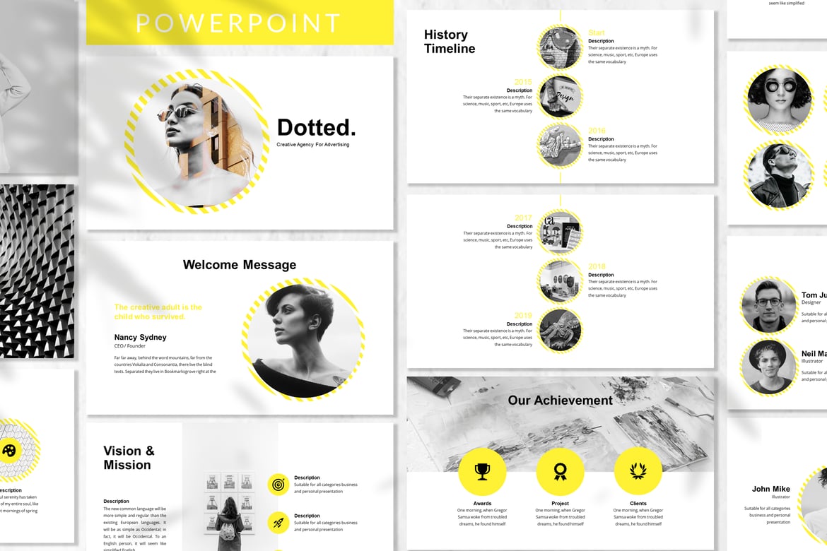 Template Presentasi PowerPoint Dotted yang Menarik dan Profesional