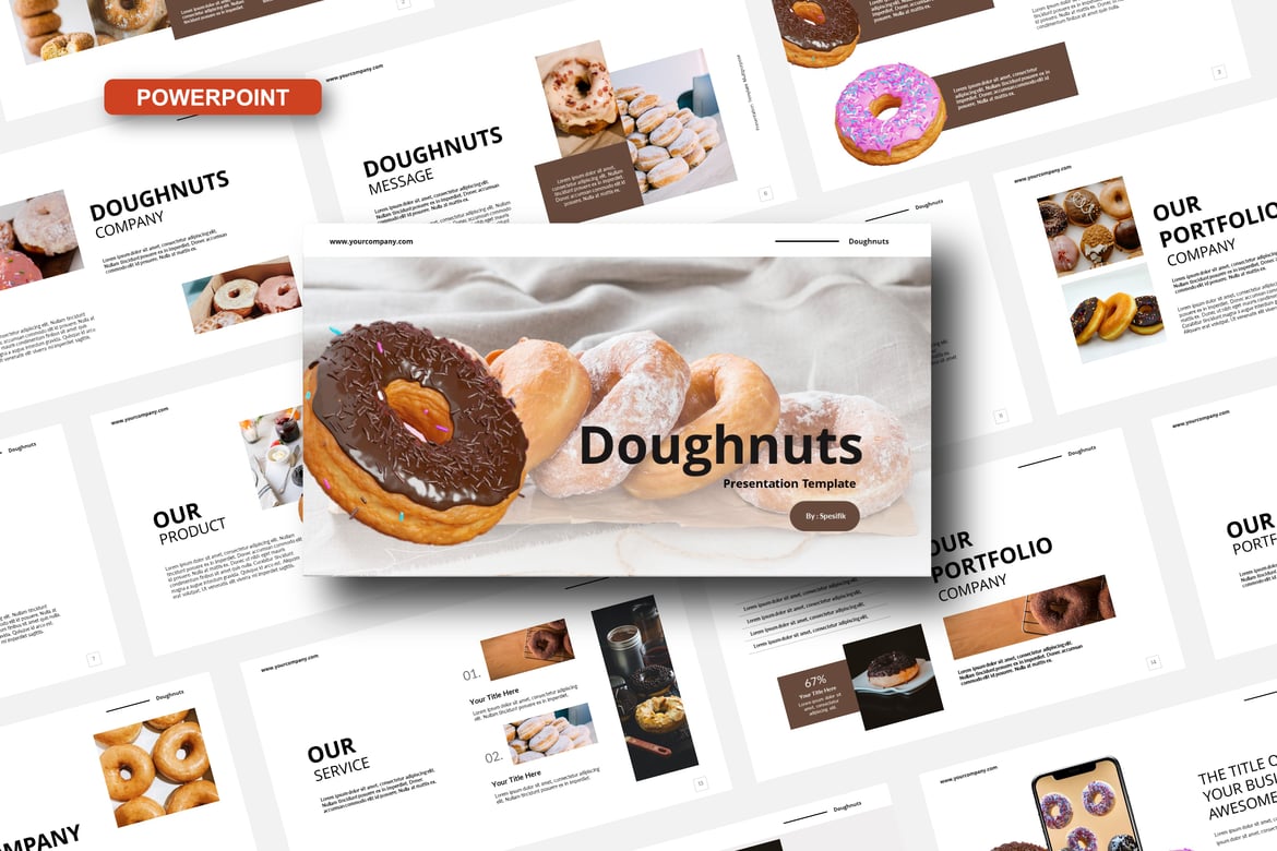 Template Presentasi PowerPoint Doughnuts yang Menarik dan Elegan