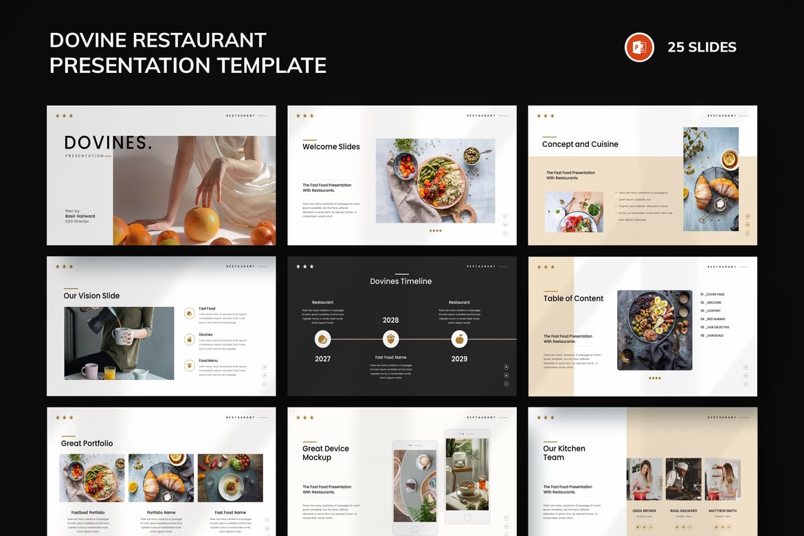 Template Powerpoint Dovines untuk Restoran yang Menarik