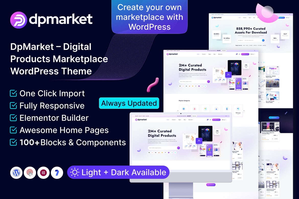 DpMarket – Tema WordPress Marketplace Digital Multi-Vendor Terbaik